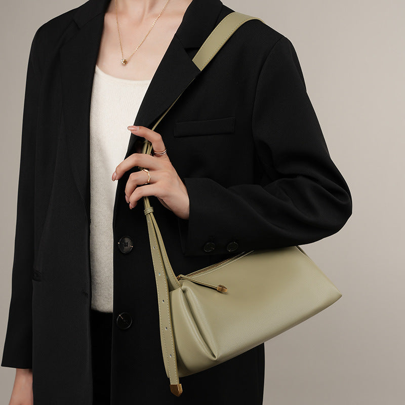 Genuine Leather Crossbody Baguette Bag