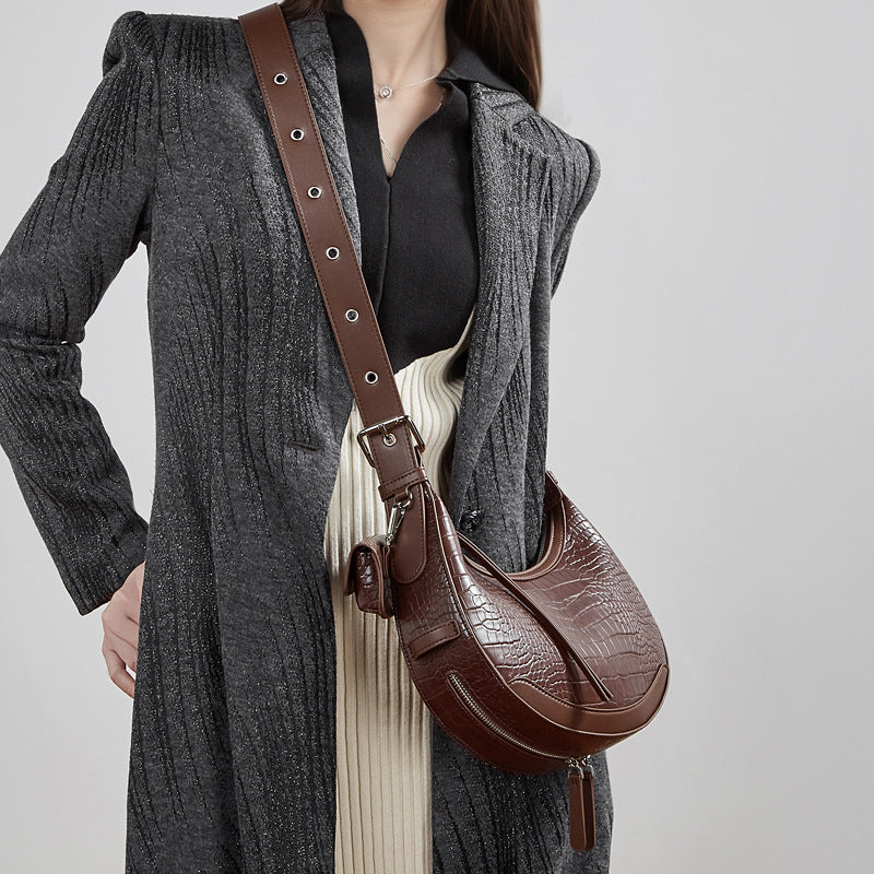 High-End Shoulder Crossbody Crescent Bag