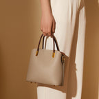 Vintage Genuine Leather Crossbody Bucket Bag With Top Handles