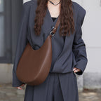 Genuine Leather Shoulder Crossbody Top Handle Crescent Bag
