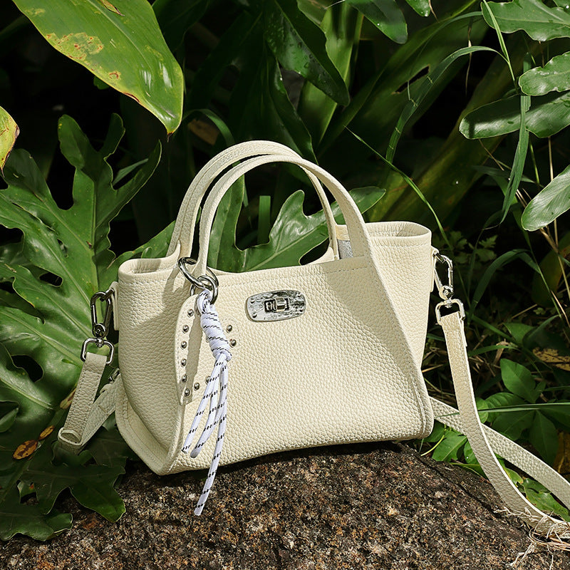 Genuine Leather Top-Handle Crossbody Tote Bag