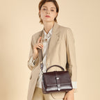 Genuine Leather Top-Handle Crossbody Boston Bag