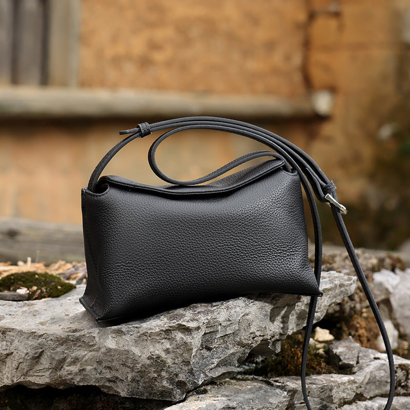 Commuter Genuine Leather Shoulder Crossbody Pillow Bag