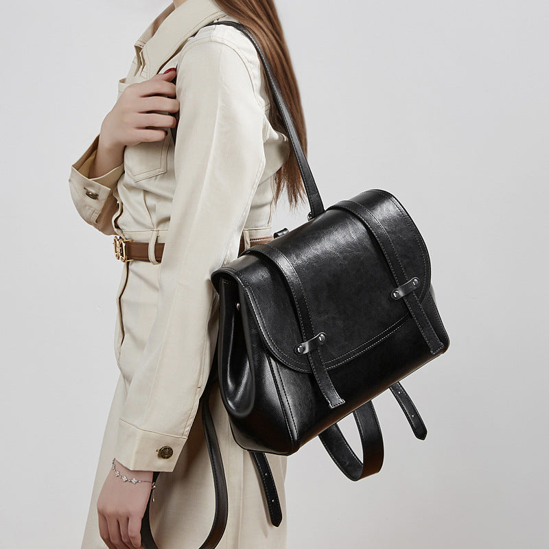 Large Capacity Genuine Leather Women's Backpack