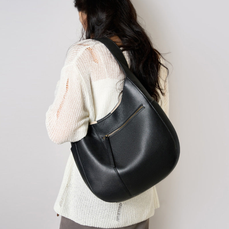 Genuine Leather Large Capacity Top-Handle Tote Bag