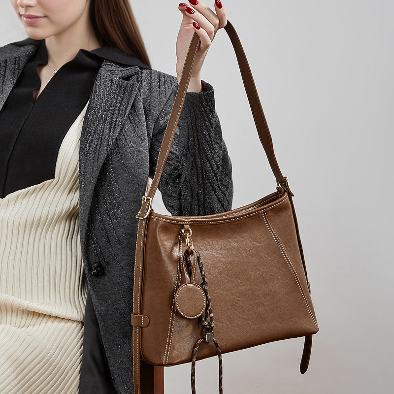 Genuine Leather Crossbody Tote Bag