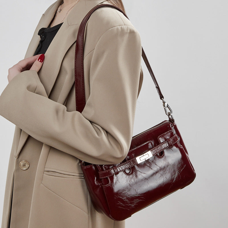 Stylish Genuine Leather Small Square Shoulder Crossbody Bag