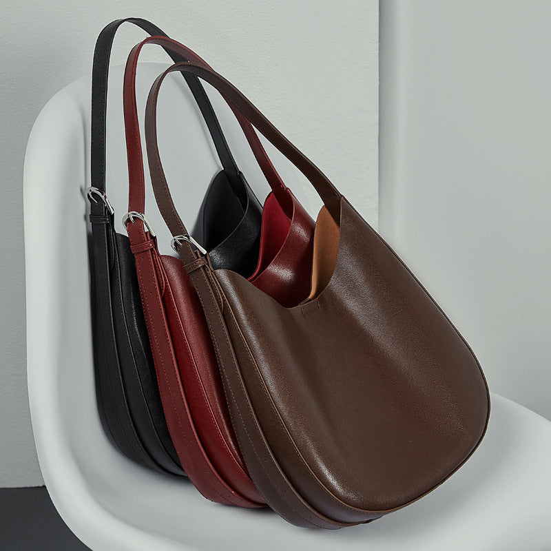 Genuine Leather Top-Handle Crossbody Tote Bag