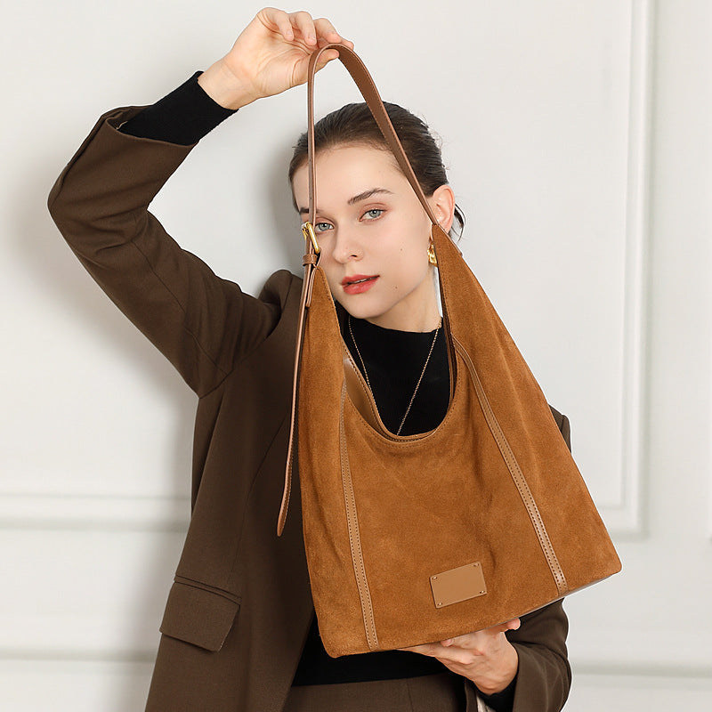 Genuine Leather Top-Handle Crossbody Tote Bag