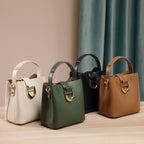 Genuine Leather Crossbody Handheld Bucket Bag
