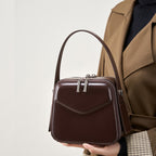 Genuine Leather Large Capacity Top-Handle Crossbody Bag