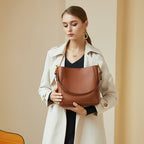 Vintage Genuine Leather Shoulder Top Handle Bucket Bag