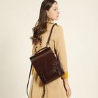 Vintage Preppy Genuine Leather Backpack