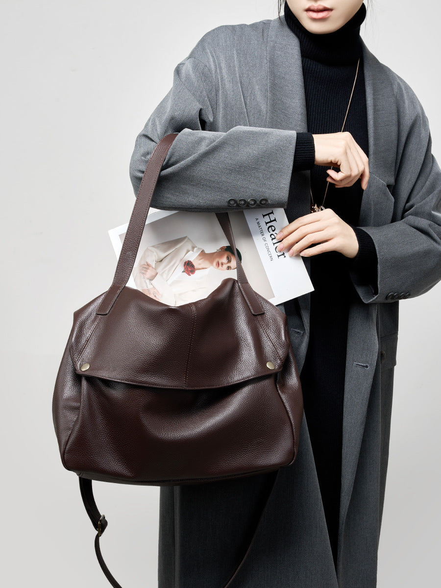 Western Style Genuine Leather Large Capacity Tote Bag