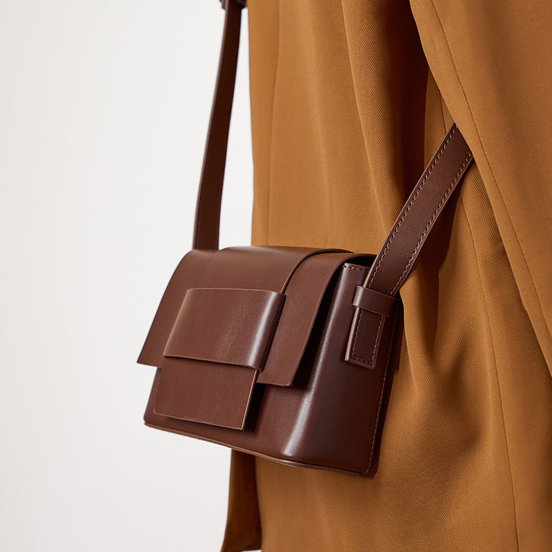 Genuine Leather Crossbody Small Square Bag