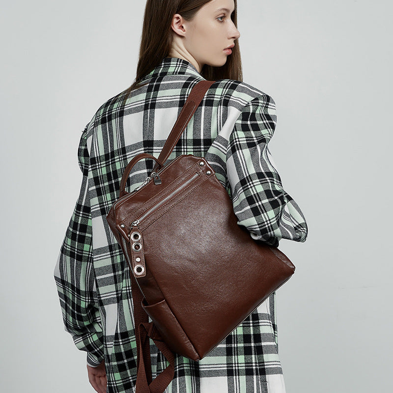 Genuine Leather Large-Capacity Backpack