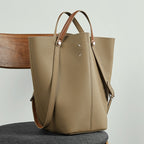 Commuter Genuine Leather Shoulder Top Handle Bucket Bag