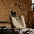 Genuine Leather Crossbody Handheld Bucket Bag