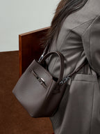 Vintage Leather Crossbody Bucket Bag