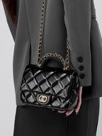 Quilted Chain Top Handle Shoulder Crossbody Bag