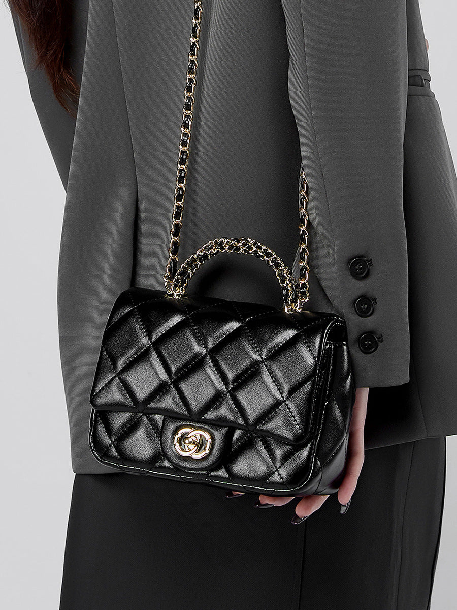 Quilted Chain Top Handle Shoulder Crossbody Bag
