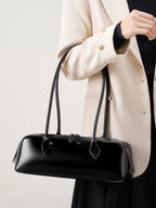 Korean Style Genuine Leather Shoulder Baguette Bag