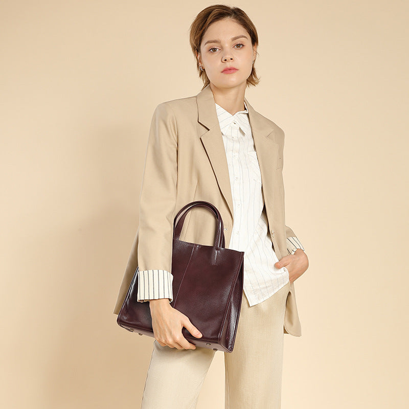 Genuine Leather Crossbody Handheld Tote Bag