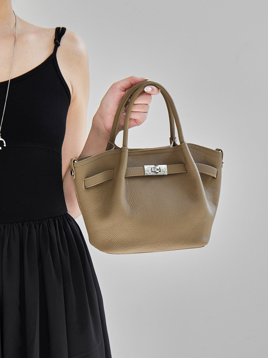 Premium Genuine Leather Crossbody Bag With Top Handle