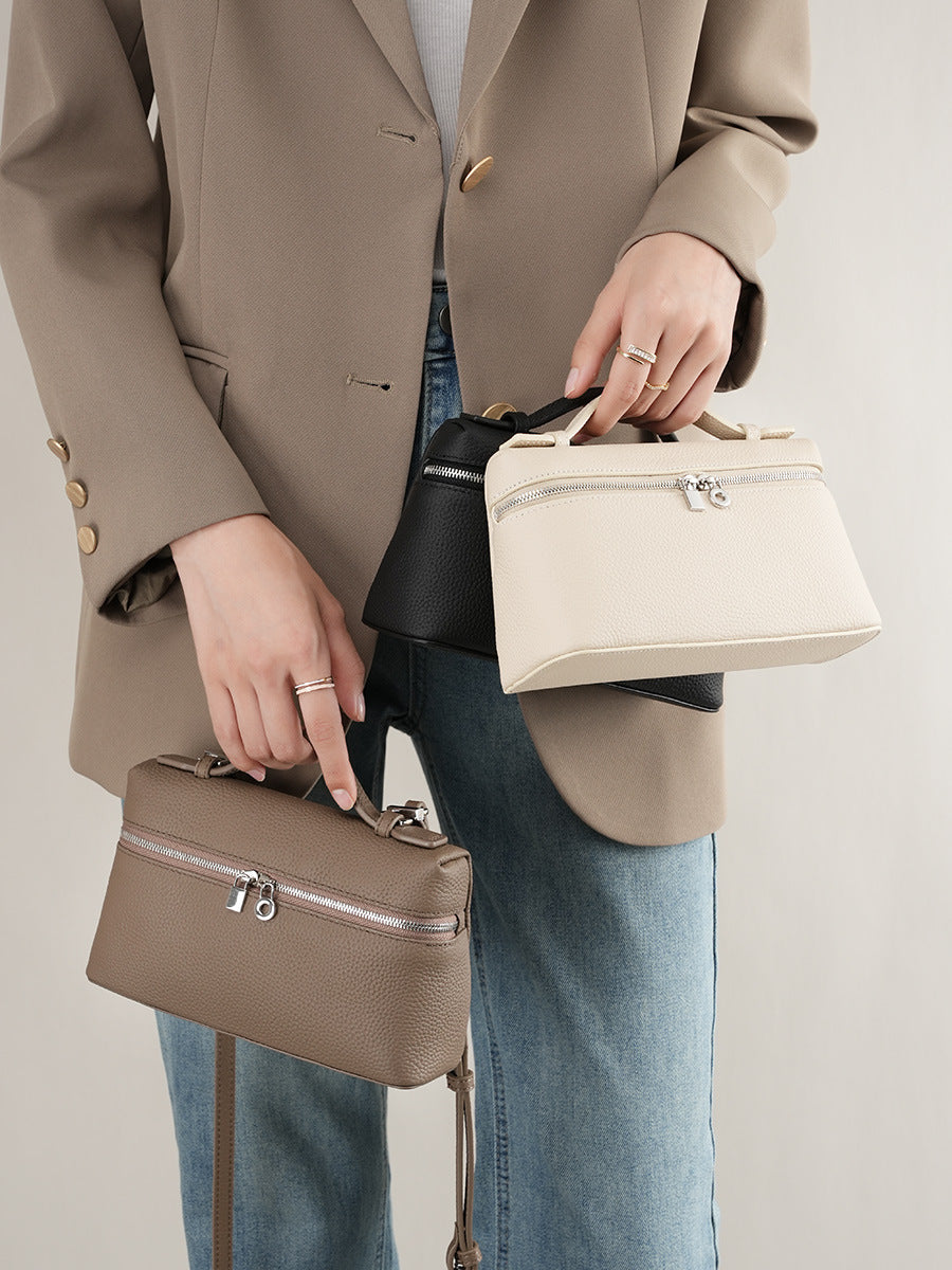 Vintage Genuine Leather Lunchbox Bag