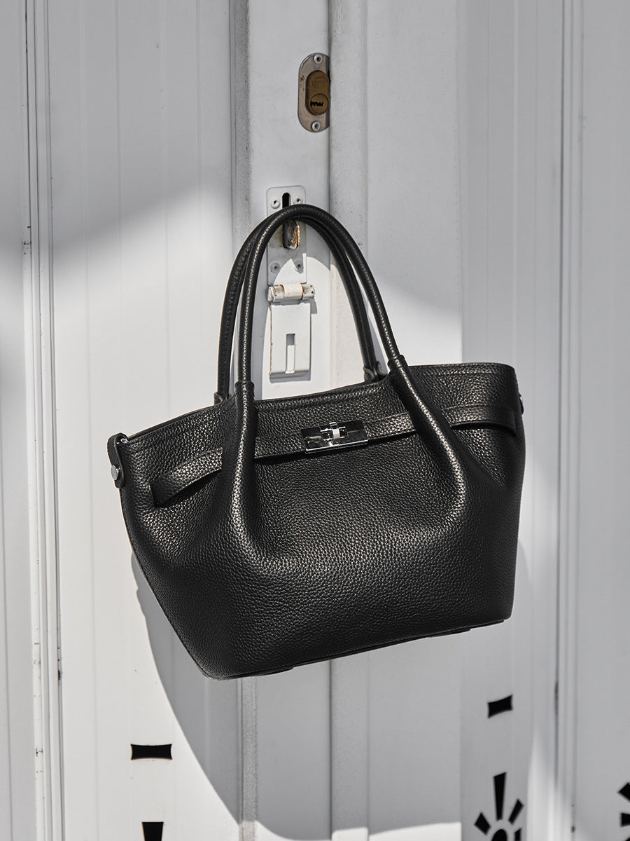 Premium Genuine Leather Crossbody Bag With Top Handle
