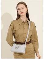 Genuine Leather Top-Handle Underarm Crossbody Bag