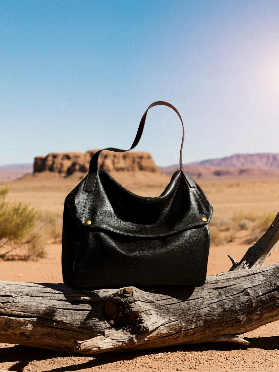 Western Style Genuine Leather Large Capacity Tote Bag