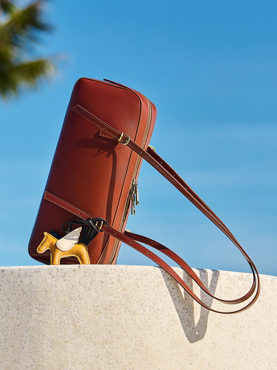 Vintage Shoulder Bowling Bag With Top Handle