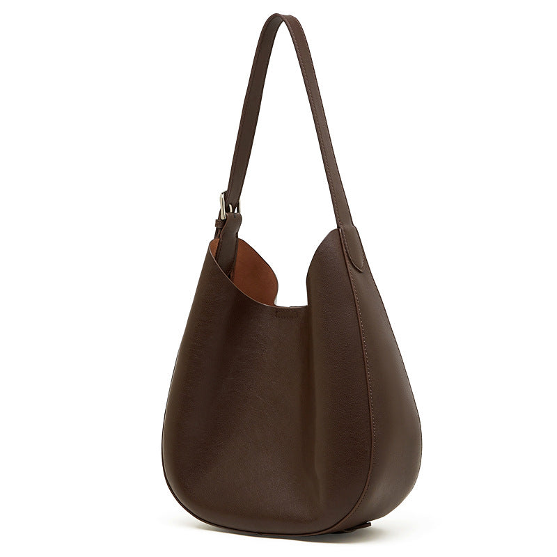 Genuine Leather Top-Handle Crossbody Tote Bag