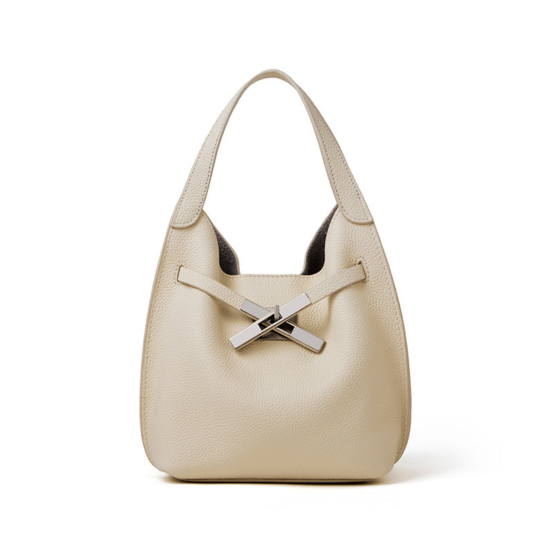 Genuine Leather Shoulder Crossbody Handbag Bucket Bag