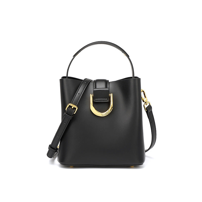 Genuine Leather Crossbody Handheld Bucket Bag