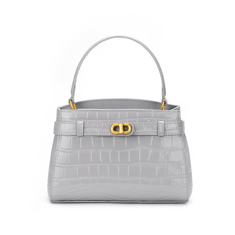 Genuine Leather Top-Handle Kelly Bag