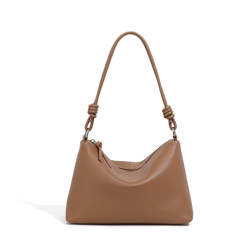 Genuine Leather Top-Handle Tote With Shoulder And Crossbody Strap