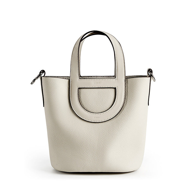 Minimalist Bucket Bag With Top Handles And Shoulder Strap