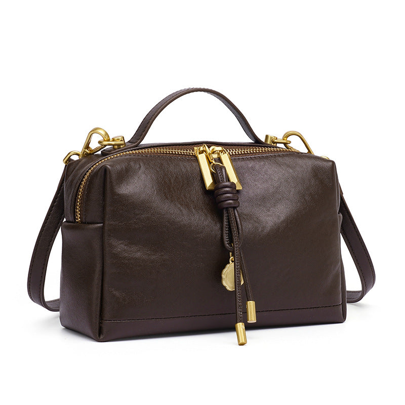 Commuter Genuine Leather Top Handle Shoulder Crossbody Bag