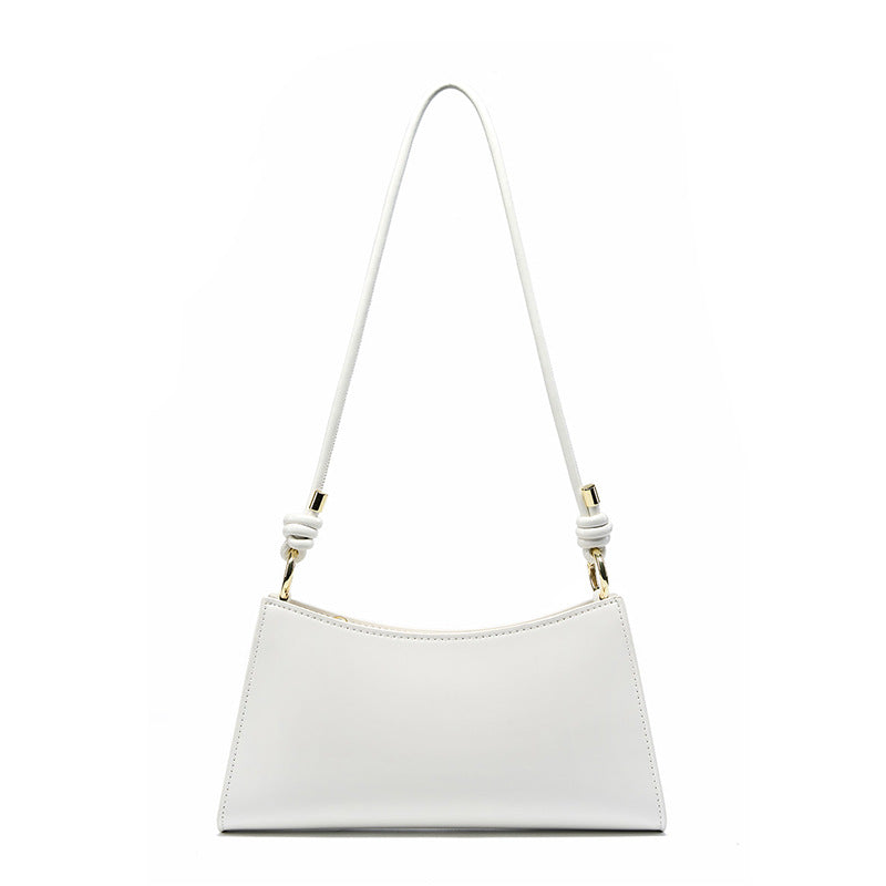 Genuine Leather Top-Handle Underarm Baguette Bag