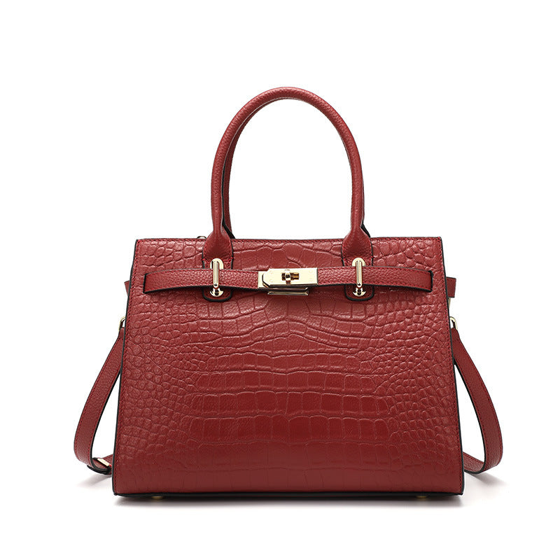 Fashionable Large Capacity Genuine Leather Top Handle Bag
