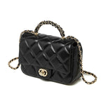 Quilted Chain Top Handle Shoulder Crossbody Bag