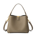 Minimalist Genuine Leather Top Handle Shoulder Crossbody Bucket Bag