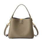Minimalist Genuine Leather Top Handle Shoulder Crossbody Bucket Bag