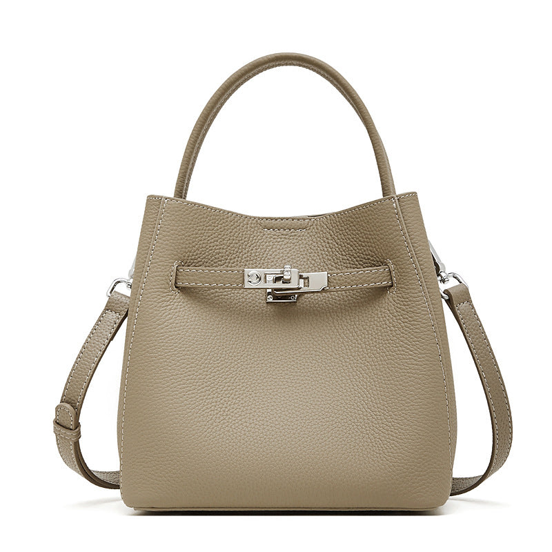 Vintage Leather Crossbody Bucket Bag