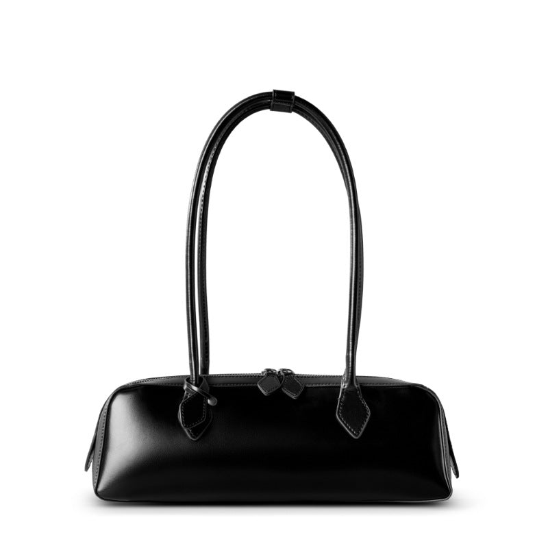 Korean Style Genuine Leather Shoulder Baguette Bag