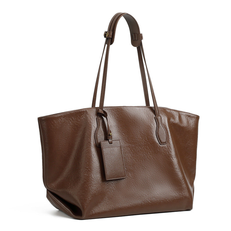 Vintage Genuine Leather Shoulder Tote Bag
