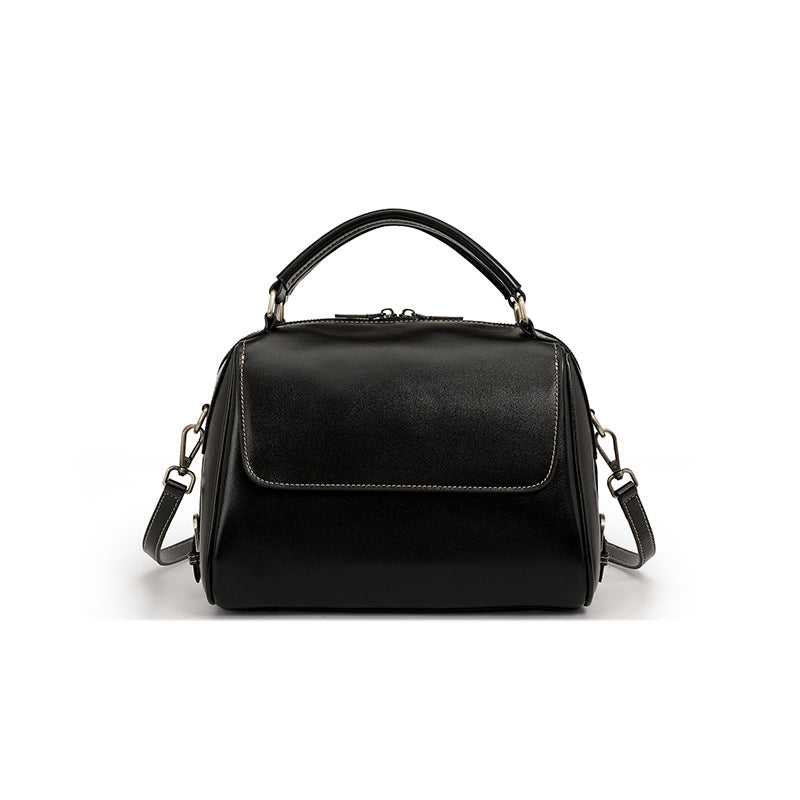 Genuine Leather Top-Handle Crossbody Tote Bag