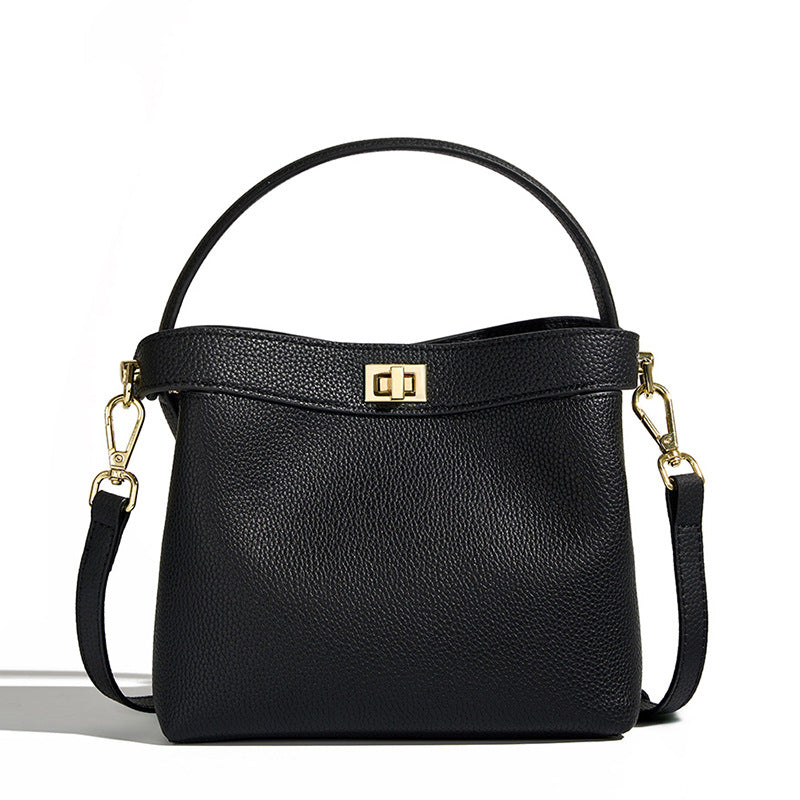 Genuine Leather Shoulder Crossbody Handbag Bucket Bag
